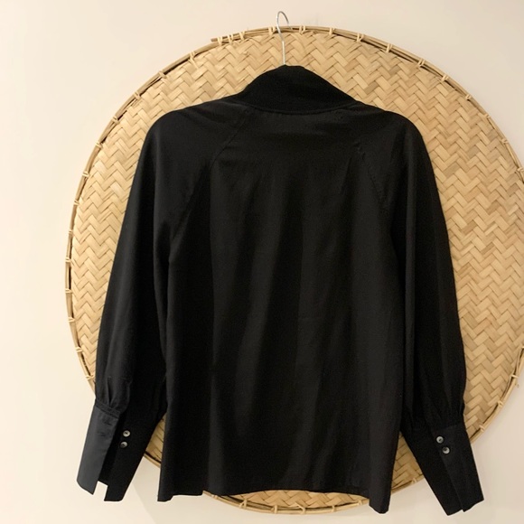 GORGEOUS BLACK CLUB MONACO BLOUSE W/ RUCHING DETAIL - SMALL - Picture 5 of 11